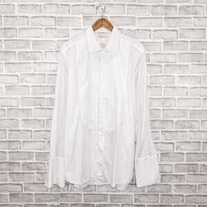 SUITSUPPLY Men's French Cuff Tuxedo Shirt Bib front White Egyptian Cotton 18L